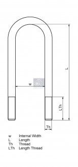 Скоба кріплення ресори M20x1,5мм; 90ммx280мм Renault PREMIUM, PREMIUM 2 04.96- (DT | 6.11122) 2559278-161 фото