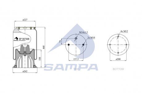 Sprężyna pneumatyczna z miseczką (plastikowa) (wkręcana) (SAMPA | sp557308-kp)