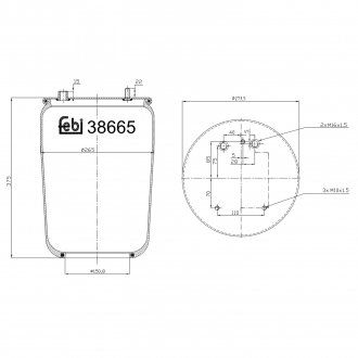 Пневмоподушка DAF 65, 65 CF, 75, 75 CF, 85, 85 CF, 95, 95 XF, CF 65, CF 75, CF 85, F 2300, F 2700, LF 45, LF 55, XF 105, XF 95 07.78- (FEBI BILSTEIN | 38665) 1974017-66 фото