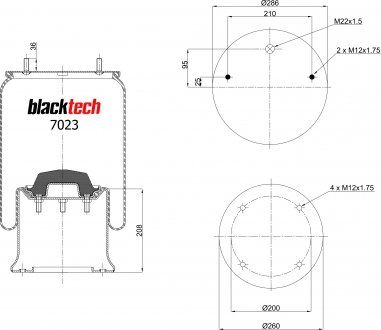 Sprężyna pneumatyczna, miseczka metalowa (BLACKTECH | rml 7023 c1)