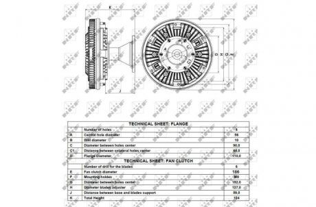 Віскомуфта вентилятора охолодження MAN E2000, F2000 D2840LF21-E2866DF01 01.94- (NRF | 49088) 2184798-1 фото