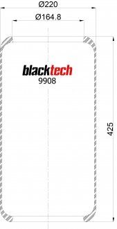 Пневморессора подвески без стакана 897N (BLACKTECH | rl 9908) 2431334-1 фото
