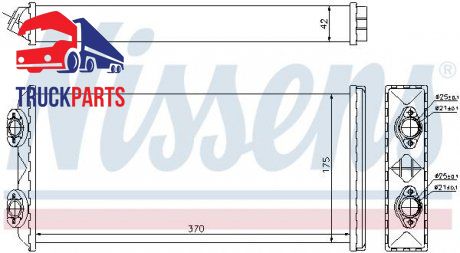 Grzejnik piecowy (190x370x42mm) MAN F2000, M 2000 M D0826LF10-D2876LF17 01.94- (NISSENS | 71925)