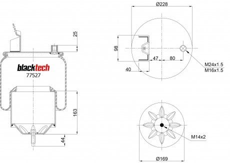 132902 Poduszka pneumatyczna Z Volvo (z misą) (BLACKTECH | rml 77527 c)