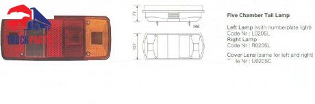 Lampa tylna AS 950 z przewodem, 5 sekcji. 345 x 136 x 74 (154) (mm) (ISIKSAN | 1003LK)