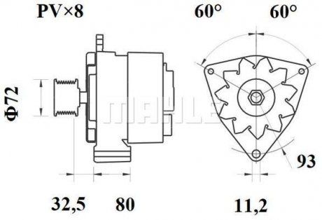 Генератор (28В, 80А) MERCEDES ACCELO, ATEGO, ATEGO 2, AXOR, AXOR 2, ECONIC, LK/LN2, UNIMOG, VARIO, VARIO (B667, B670, B668), VARIO (B670), VARIO (B670, B6); MAZ 100, 200 M906.900-OM924.923 (LETRIKA | mg 586) 2720082-173 фото