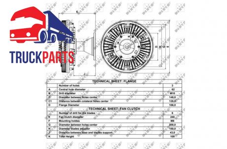 Віскомуфта вентилятора охолодження MERCEDES ACTROS OM541.920-OM542.944 04.96- (NRF | 49010) 2183036-1 фото