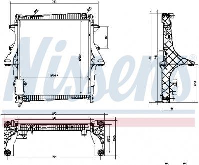 Радиатор двигателя (с рамой) Renault MASCOTT; RENAULT MASTER PRO DXi3-ZD3A604 05.04-12.13 (NISSENS | 637875) 5285345-173 фото