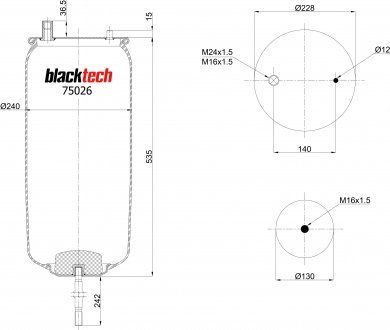 Пневморессора без стакана (BLACKTECH | rml 75026) 2432798-1 фото