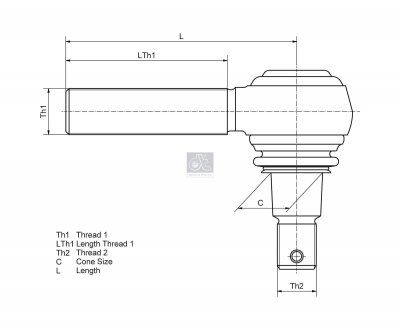 Końcówka kierownicy lewa/prawa (gwint zewnętrzny M20x1,5mm/M28x1,5mm, L-148mm) DAF LF 45 01.01- (DT | 5.22038)