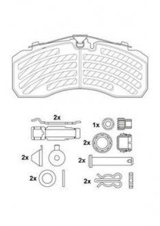 Комплект гальмівних колодок KNORR SB/SN7 DAF 75 CF, 85 CF, 95 XF, CF, CF 65, CF 75, CF 85, LF, LF 45, LF 55, SB, XF 105, XF 106, XF 95; IVECO EUROCARGO I-III, EUROSTAR 1DB2022-1NA06-XF355M (Jurid | 2925305390) 1973082-103 фото