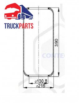 Poduszka powietrzna (cylinder) IVECO TurboStar, EuroTech 944N, W010950121, 8012, 08408670, 1E216, 1S27023, 8188526 390x130.8x216 (944N) (Contech | 94400)