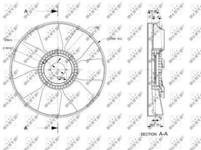 Крильчатка вентилятора (діаметр 550 мм, кількість лопастей 7) IVECO EUROCARGO I-III; MERCEDES UNIMOG 8040.25B.4200-OM924.923 01.91- (NRF | 49849) 2552417-173 фото