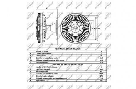 Вискомуфта вентилятора охлаждения MERCEDES ATEGO, ATEGO 2, AXOR, UNIMOG M180.952-OM926.941 01.55- (NRF | 49024) 1886955-1 фото