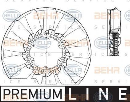 Wirnik, wentylator, 13 łopatek FI812mm MB ACTROS MP4 OM471.900, OM471.909 07.11- (HELLA BEHR | 8MV 376 791-251)