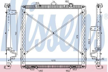 Радиатор двигателя (без рамы) DAF XF 106 MX-11320-MX-13390 10.12- (NISSENS | 61449) 4955994-173 фото