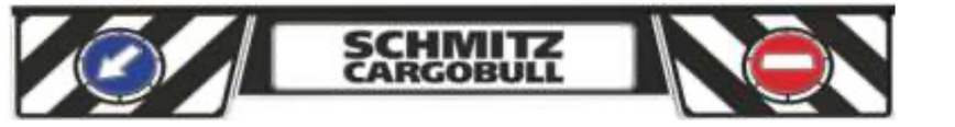 Бризговик МЕТЛА на задний бампер с рисунком 350x2400 "SCHMITZ Cargobull" черный+стрелки тиснение с 3-х частей KP35240RS-92SH1 фото