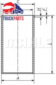 Tuleja cylindra (135mm) Renault MIDR 06.35.40J1; MIDR 06.35.40J3; MIDR 06.35.40L1; MIDR 06.35.40M3; MIDR 06.35.40N3 (MAHLE / KNECHT | 209 WT 19)