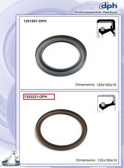 Uszczelniacz piasty MAN TGA tył zewnętrzny stary numer DPH111280 132x160x10 (06562890387*, CO12020156, EL485890) (Dph | 1252221)