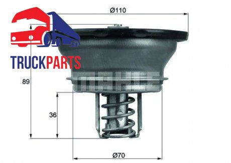 Termostat układu chłodzenia Renault C, D, K, KERAX, MAGNUM, PREMIUM 2, T; VOLVO 9700, 9900, B 9, FH, FH 16, FH 16 II, FH II, FM, FM 9, FMX, FMX II D11A430-G9A300 08.93- (MAHLE / KNECHT | thd 3 82)