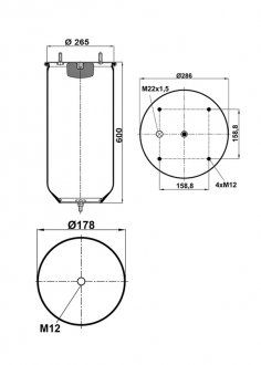 Poduszka powietrzna SAF 4 kołki-powietrze, mocowanie do kubka za pomocą 1 śruby (912NP02) (Contech | 91200)