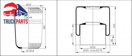 Пневмоподушка 716N MAN, Volvo (Airtech | 3716) 4696189-99 фото