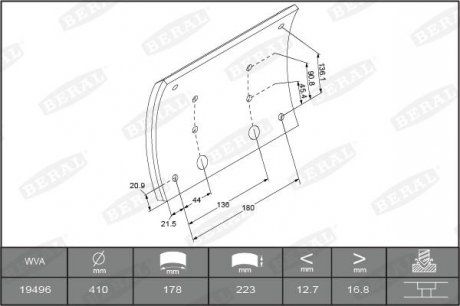 Гальмівні накладки MAN E2000, EL, EM, F2000, F9, F90, F90 UNTERFLUR, HOCL, M 2000 L, M 2000 M, M90, NM, SD, SG, SL, SR, TGA, MERCEDES ACTROS, ACTROS MP2 / MP3, ATEGO, MK, SK, ZETROS 04.74- (BERAL | kbl19496.9-1575) 2265686-173 фото