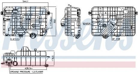 Расширительный бачок (с датчиком уровня) MERCEDES ACTROS MP4/MP5, ANTOS, AROCS OM470.903-OM936.916 07.11- (NISSENS | 996054) 3688221-173 фото