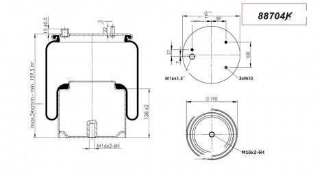 Пневмоподушка (с мет стаканом) DAF (1697680) (Contech | 88704K) 2834592-33 фото