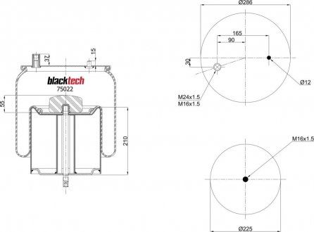 Sprężyna pneumatyczna, kubek metalowy (BLACKTECH | rml75022c4)