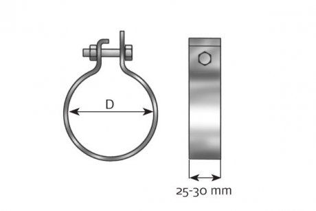 Zacisk SR. 90,5 ALU prosta/normalna szerokość 25-30 mm (Dinex | din99789)