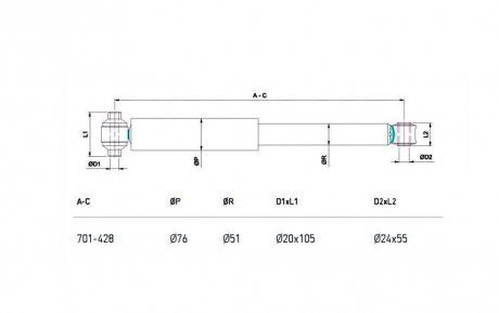 Амортизатор подвески O/O/428-701/20x105/24x55/76/51 MAN TGS (81437026011, 81437026076) (STAL | 3057) 4213614-33 фото