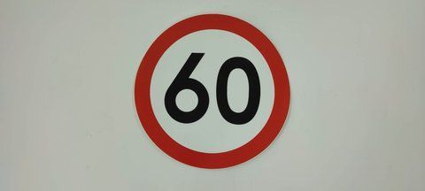 Наклейка обмеження швидкості 60KM FI=160MM 101-05W-22 фото