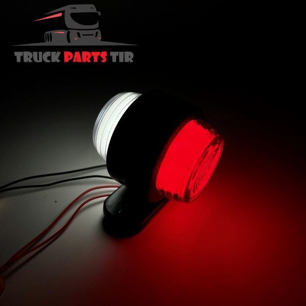 Lampa obrysowa rożek LED 12&ndash;24V czerwono-biała neon 7 cm 55 mm wskaźnik znosu przyczepy Schmitz Krone K&ouml;gel Schwarzmuller Wielton Fliegl K&auml;ssbohrer Tirsan Fruhauf Benalu VanHool