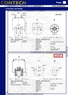 Пневмоподушка (з пласт стаканом) ROR Firestone 1T15MPW7, высота 450 mm 1DK21A8 (W01M586297) (Contech | 90028KP) 5224812-33 фото