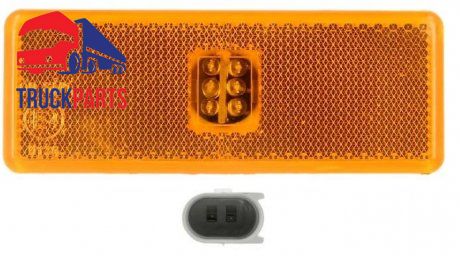 Boczne światło obrysowe lewe/prawe, pomarańczowe, LED, wys. 45mm; szer. 120mm, wpuszczana, 24V MERCEDES ACTROS, ACTROS MP2 / MP3, ACTROS MP4 / MP5 04.96- (LAMPA CIĘŻAROWA | sm-me005)