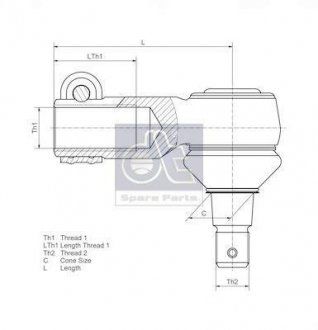 Końcówka kierownicy lewa/prawa (gwint wewnętrzny M26x1,5mm/M24x1,5mm, L-80mm) DAF CF 65, CF 75, CF 85, XF 105, XF 95; IVECO EUROSTAR, EUROTECH MH, EUROTECH MP, EUROTECH MT, EUROTRAKKER 10.82- (DT | 3.63120)