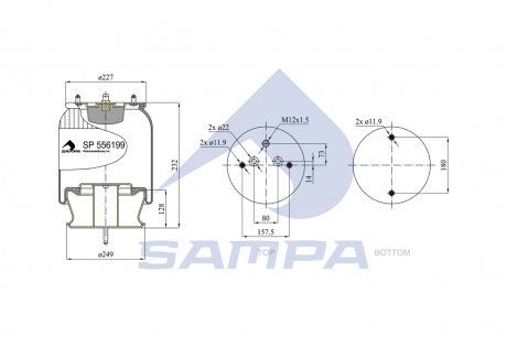 Пневмоподушка SCANIA P/R/4-SERIES со стаканом передней. (SAMPA | sp 556199-k) 1841534-1 фото