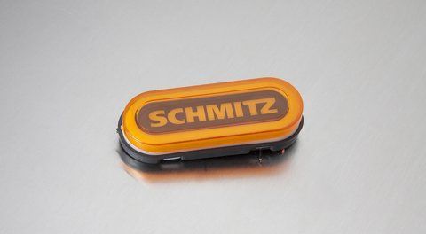 Ponadgabarytowa lampa owalna NEON z napisem "SCHMITZ" w kolorze ż&oacute;łtym
