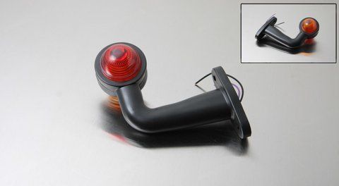 Lampa obrysowa typu &bdquo;rożek&rdquo; do przyczepy, czerwono-biała, 16 cm, zakrzywiona, pod żar&oacute;wkę