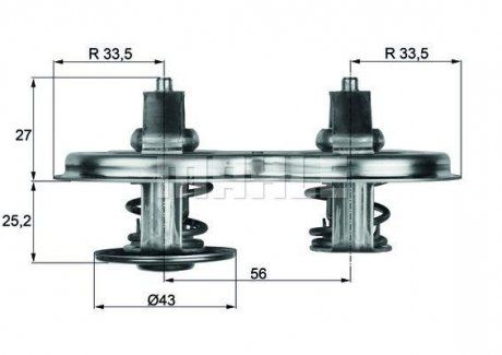 Termostat układu chłodzenia DAF F 2700; SCANIA 4, K BUS, P,G,R,T DC09.110-OC9.G05 01.90- (MAHLE / KNECHT | tx 33 75 d)