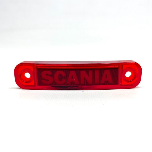 Габаритный фонарь светодиодный красный 24В с надписью Scania L003024SKR фото