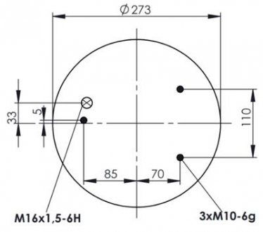 Zawieszenie pneumatyczne sprężynowe szklane metalowe trzy piny 1 powietrzne 836MK1 DAF 65 CF, 75 CF, 85 CF, 95 XF, CF 65, CF 75, CF 85, F 1900, F 2300, F 2700, LF 45, LF 55; VOLVO FH16 07.78- (FABIO | 34836-C)