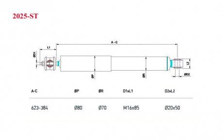 Амортизатор подвески I/O/384-623/M16x85/20x50/80/70 DAF 85CF (092968, 1283724, 1283726, 1283858, 279245, 378220) (STAL | 2025) 4213559-33 фото