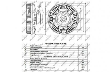 Гідромуфта без вентилятора DAF CF 75 PE183C-PR265S 2001-2013 d237mm 5 PIN (NRF | 49123) 2656289-173 фото