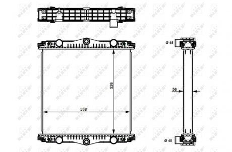 Радіатор двигуна (без рами) DAF LF 45, LF 55 BE110C-FR136S1 01.01- (NRF | 509569) 1863994-1 фото