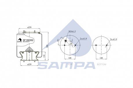 Poduszka powietrzna SCANIA IRIZAR przednia (SAMPA | sp 550302-k)