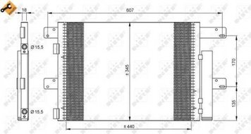 Радіатор кондиціонера 440x345x17 IVECO EUROCARGO I-III, EUROCARGO IV, EUROCARGO V, MAGIRUS 09.00- (NRF | 35896) 4836166-173 фото