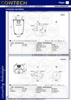 Пневмоподушка підвіски DAF 3 шпильки-воздух, с отбойником 836MB, W01M580775, 08405271, 1R12700, 1DF254 375x265x150.8x150x273 (0513985) (Contech | 83601) 2827716-33 фото