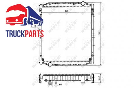 Радиатор двигателя (с рамой) MAN L2000, M 2000 L, M 2000 M D0824FL01-D0836LFL05 10.93- (NRF | 51590) 2700180-173 фото